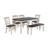 Nova 6pc Dining Table Set w 4 Chairs and Bench | Black Ash w Antique White