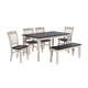 Nova 6pc Dining Table Set w 4 Chairs and Bench | Black Ash w Antique White