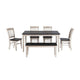 Nova 6pc Dining Table Set w 4 Chairs and Bench | Black Ash w Antique White