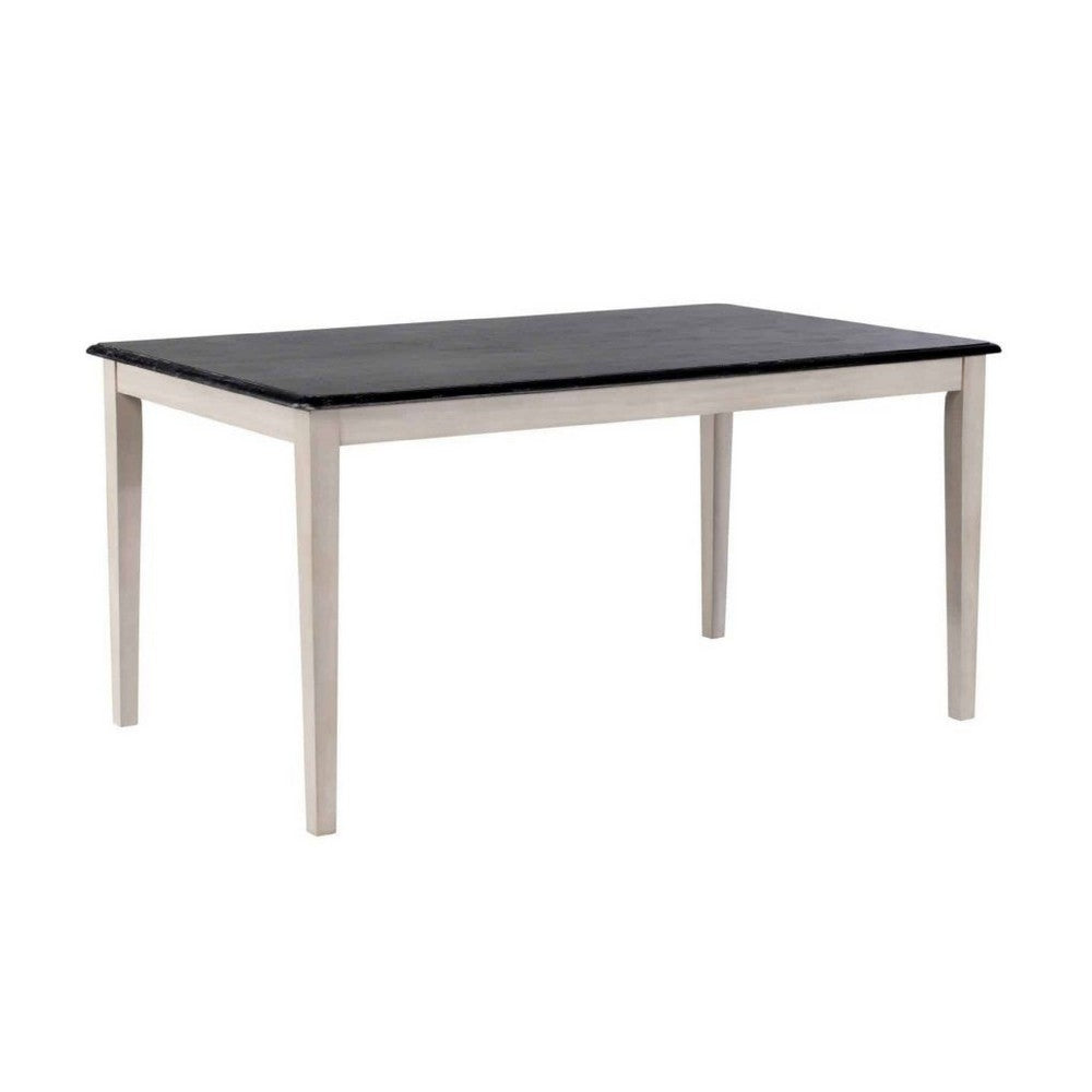 Nova 6pc Dining Table Set w 4 Chairs and Bench | Black Ash w Antique White