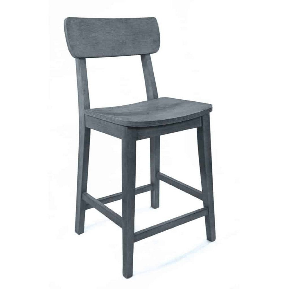 Tori Counter Stool Chair | Curved Back and Seat | Footrest | Charcoal Gray