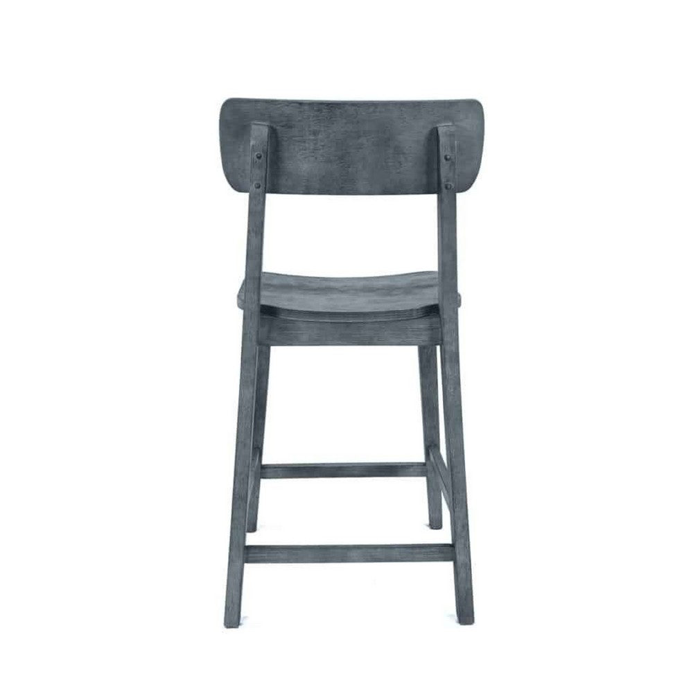 Tori Counter Stool Chair | Curved Back and Seat | Footrest | Charcoal Gray