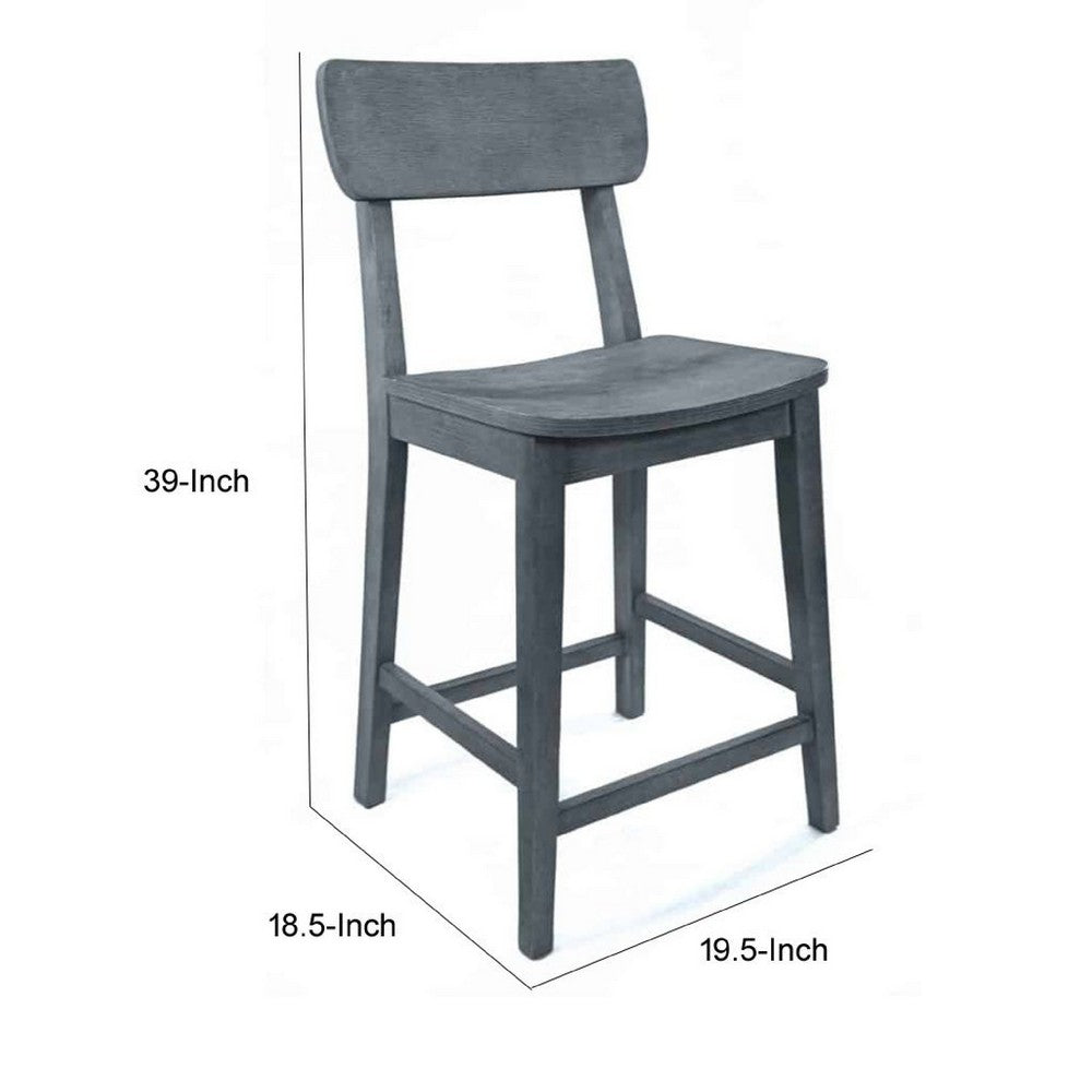 Tori Counter Stool Chair | Curved Back and Seat | Footrest | Charcoal Gray