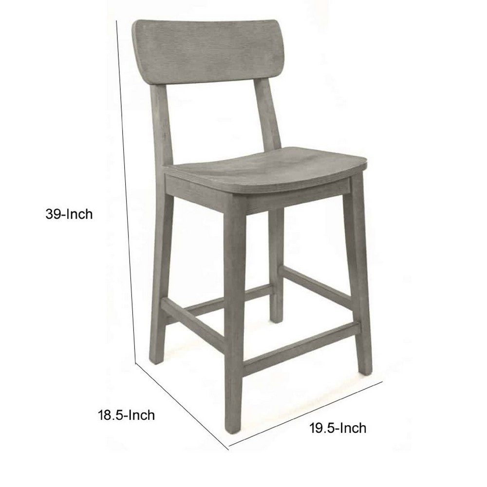 Tori 24" Counter Stool Chair | Curved Back and Seat | Rock Gray