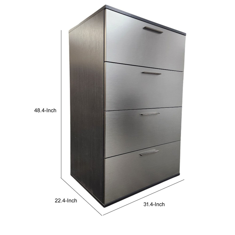 Asti Jumbo Tall Dresser Chest | 4 Deep Drawers | Metallic Gray