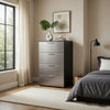 Asti Jumbo Tall Dresser Chest | 4 Deep Drawers | Metallic Gray
