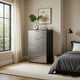 Asti Jumbo Tall Dresser Chest | 4 Deep Drawers | Metallic Gray