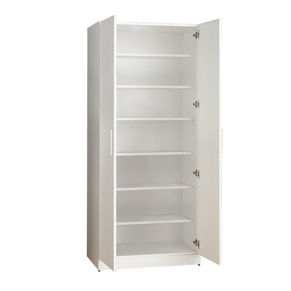 Jiaa Shoe Cabinet with 2 Doors | 6 Adjustable Shelves | 74" White