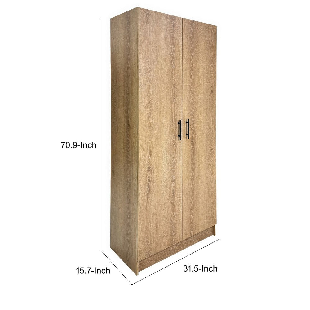 Mea Utility Storage Cabinet | 2 Doors | 3 Shelves | 71" Oak Brown