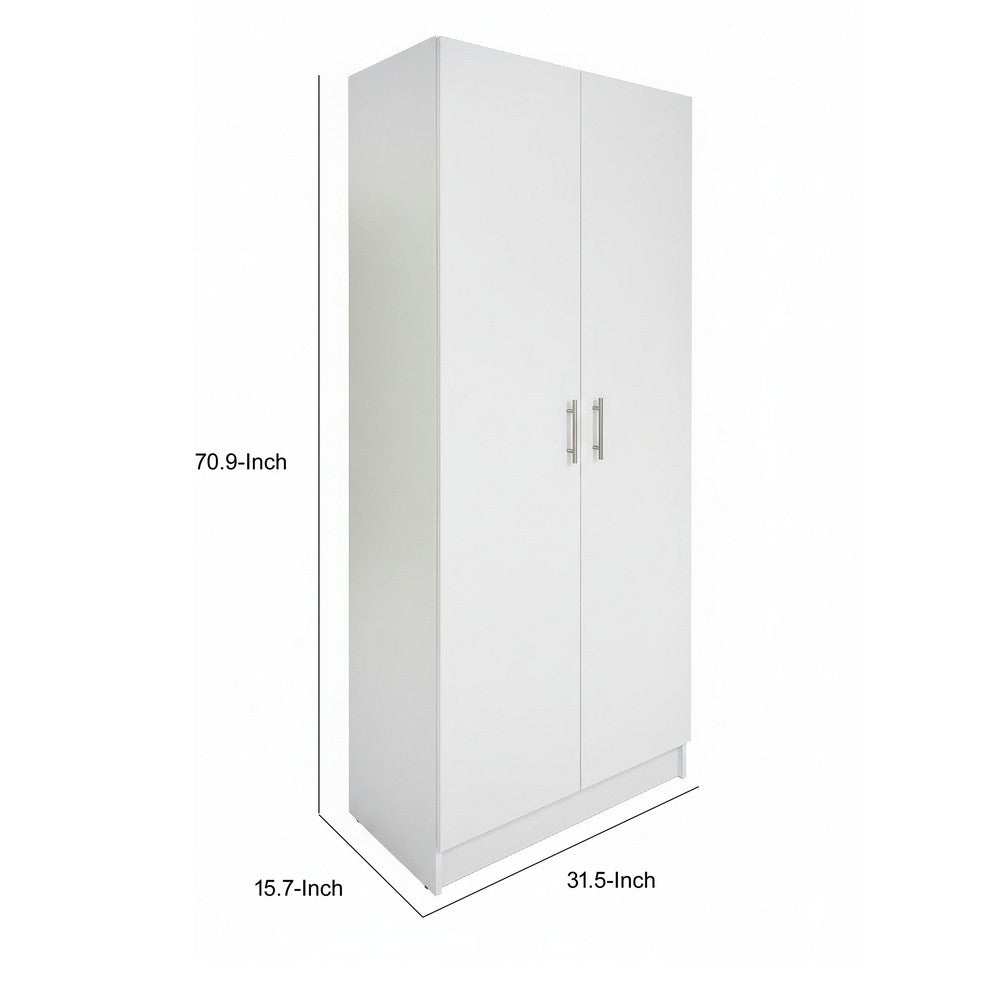 Mea Utility Storage Cabinet | 2 Doors | 3 Shelves | 71" Glam White