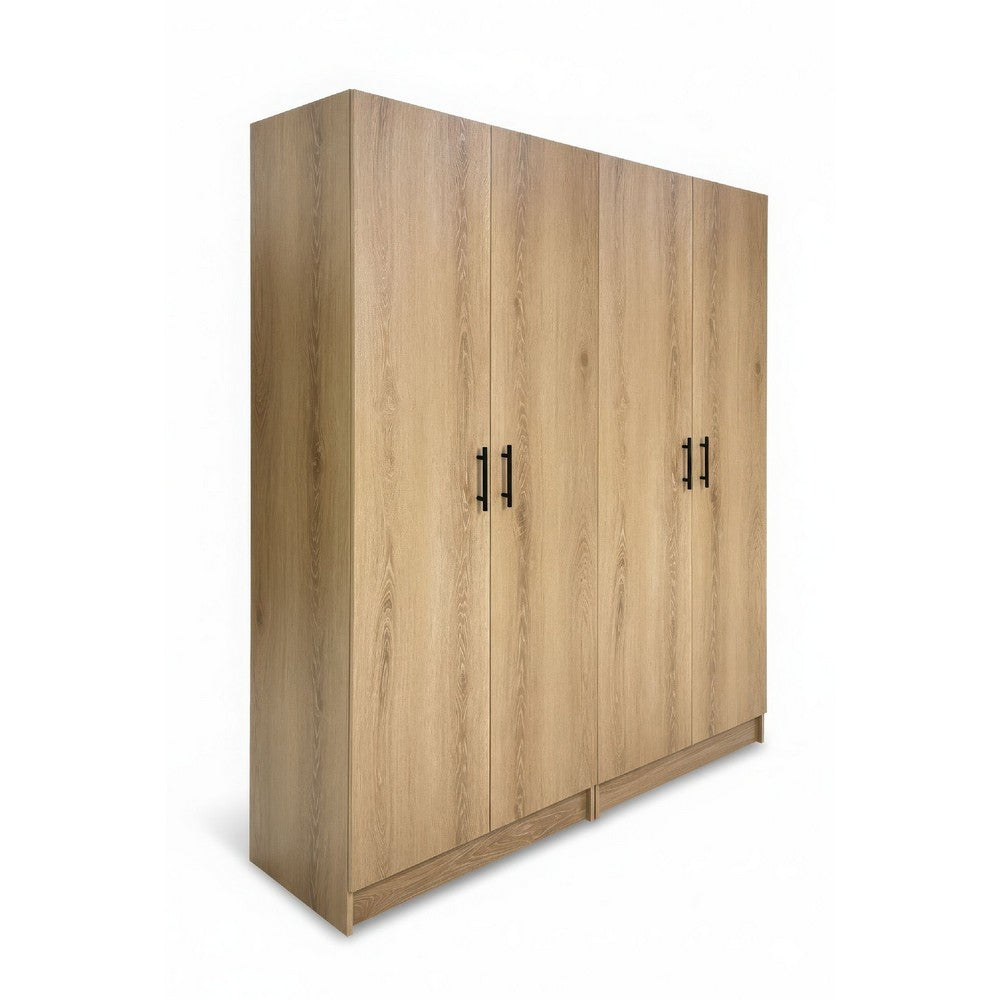 Mea 2pc Utility Storage Cabinet Set | 4 Doors | 6 Shelves | Oak Brown
