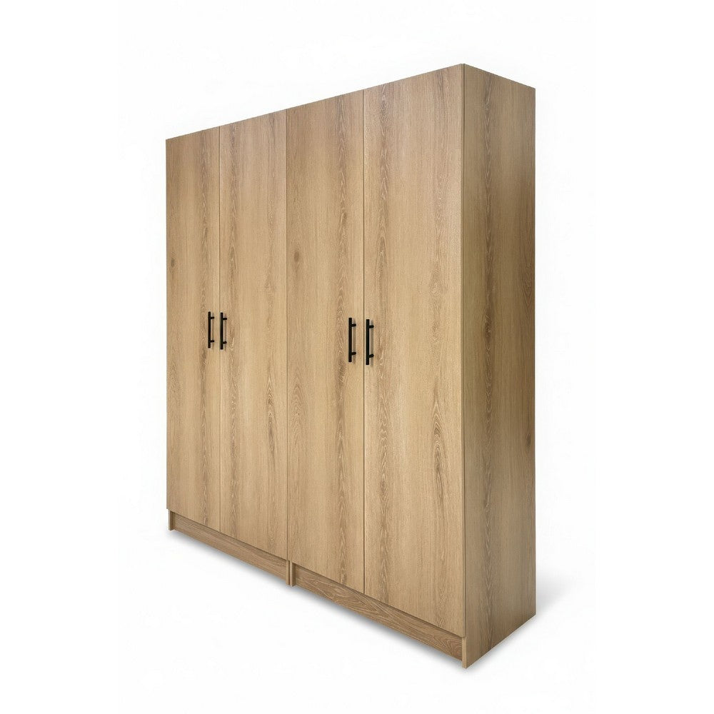 Mea 2pc Utility Storage Cabinet Set | 4 Doors | 6 Shelves | Oak Brown