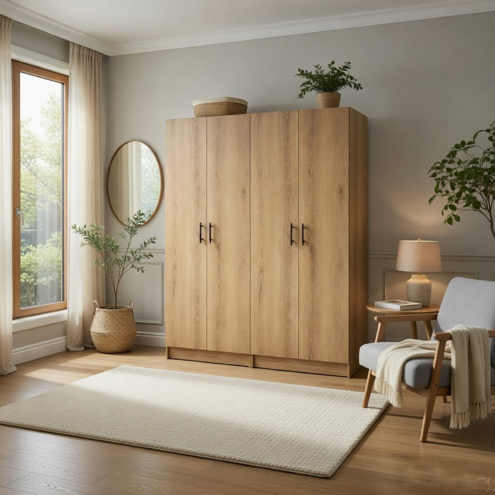 Mea 2pc Utility Storage Cabinet Set | 4 Doors | 6 Shelves | Oak Brown