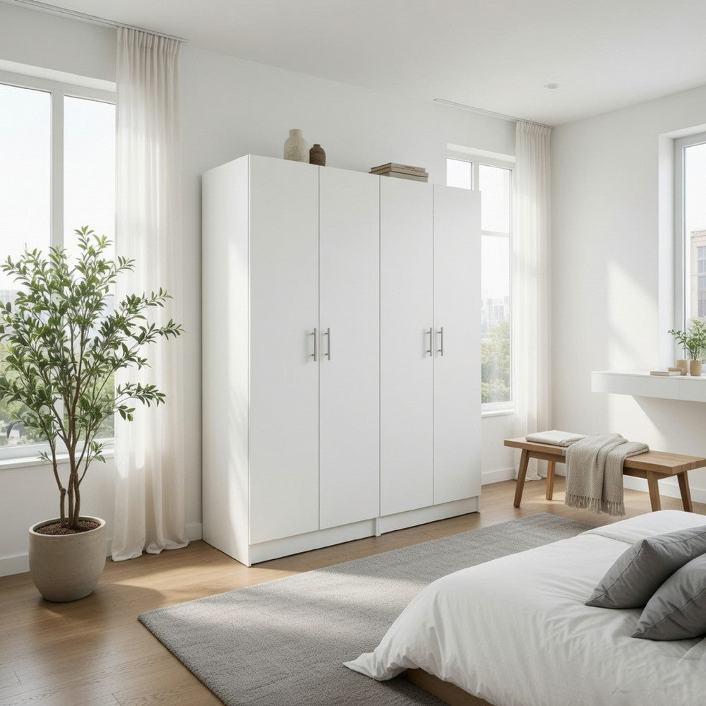 Mea 2pc Utility Storage Cabinet Set | 4 Doors | 6 Shelves | White