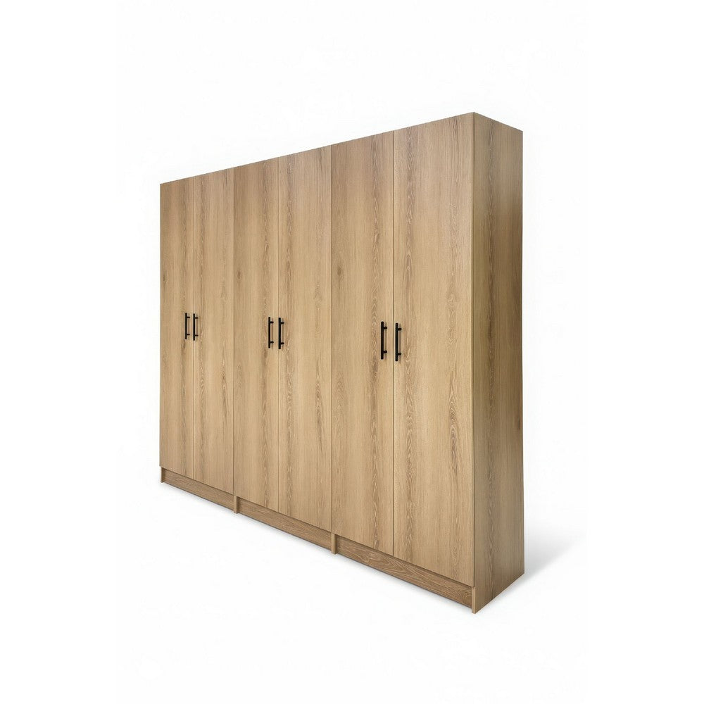 Mea 3pc Utility Storage Cabinet Set | 6 Doors | 9 Shelves | Oak Brown