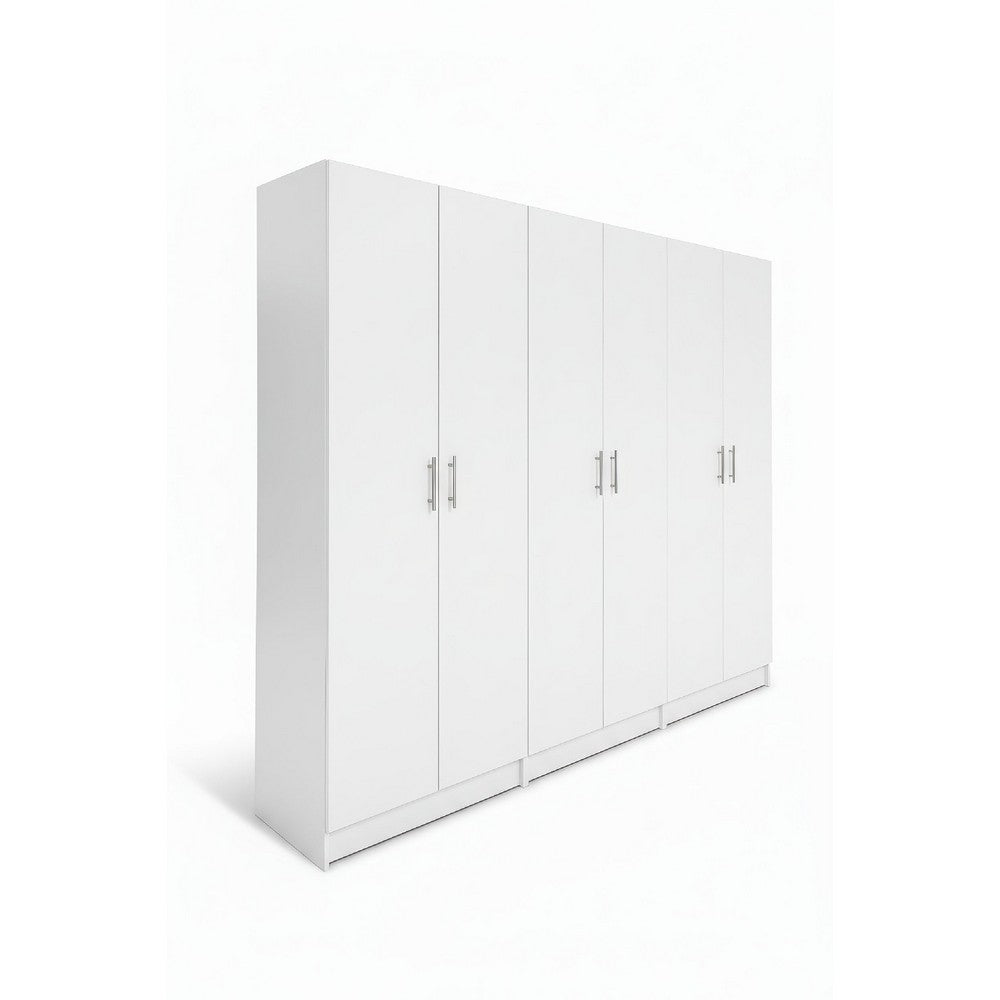 Mea 3pc Utility Storage Cabinet Set | 6 Doors | 9 Shelves | White