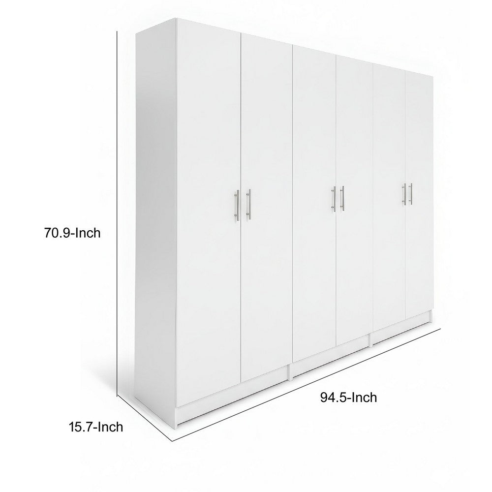 Mea 3pc Utility Storage Cabinet Set | 6 Doors | 9 Shelves | White