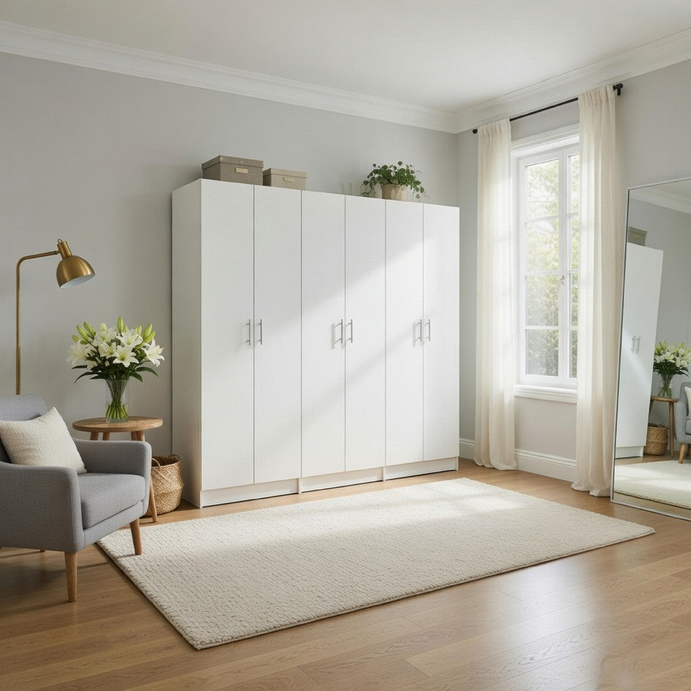 Mea 3pc Utility Storage Cabinet Set | 6 Doors | 9 Shelves | White