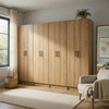 Mea 4pc Utility Storage Cabinet Set | 8 Doors | 12 Shelves | Oak Brown