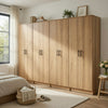 Mea 4pc Utility Storage Cabinet Set | 8 Doors | 12 Shelves | Oak Brown