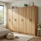 Mea 4pc Utility Storage Cabinet Set | 8 Doors | 12 Shelves | Oak Brown
