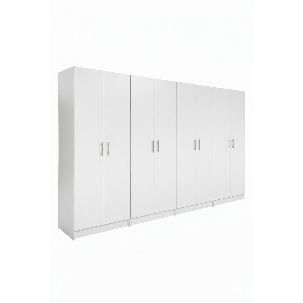 Mea 4pc Utility Storage Cabinet Set | 8 Doors | 12 Shelves | White