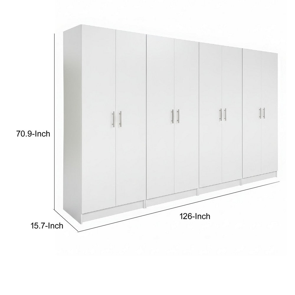 Mea 4pc Utility Storage Cabinet Set | 8 Doors | 12 Shelves | White