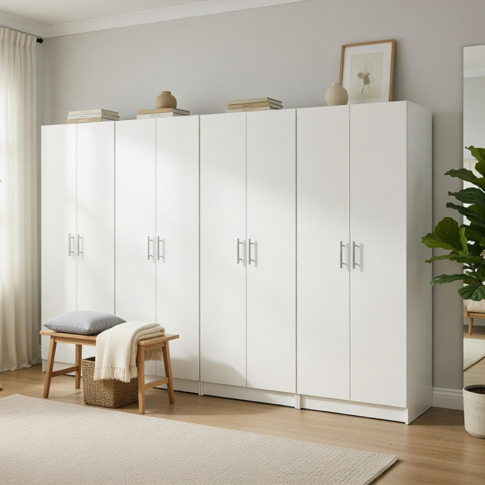 Mea 4pc Utility Storage Cabinet Set | 8 Doors | 12 Shelves | White