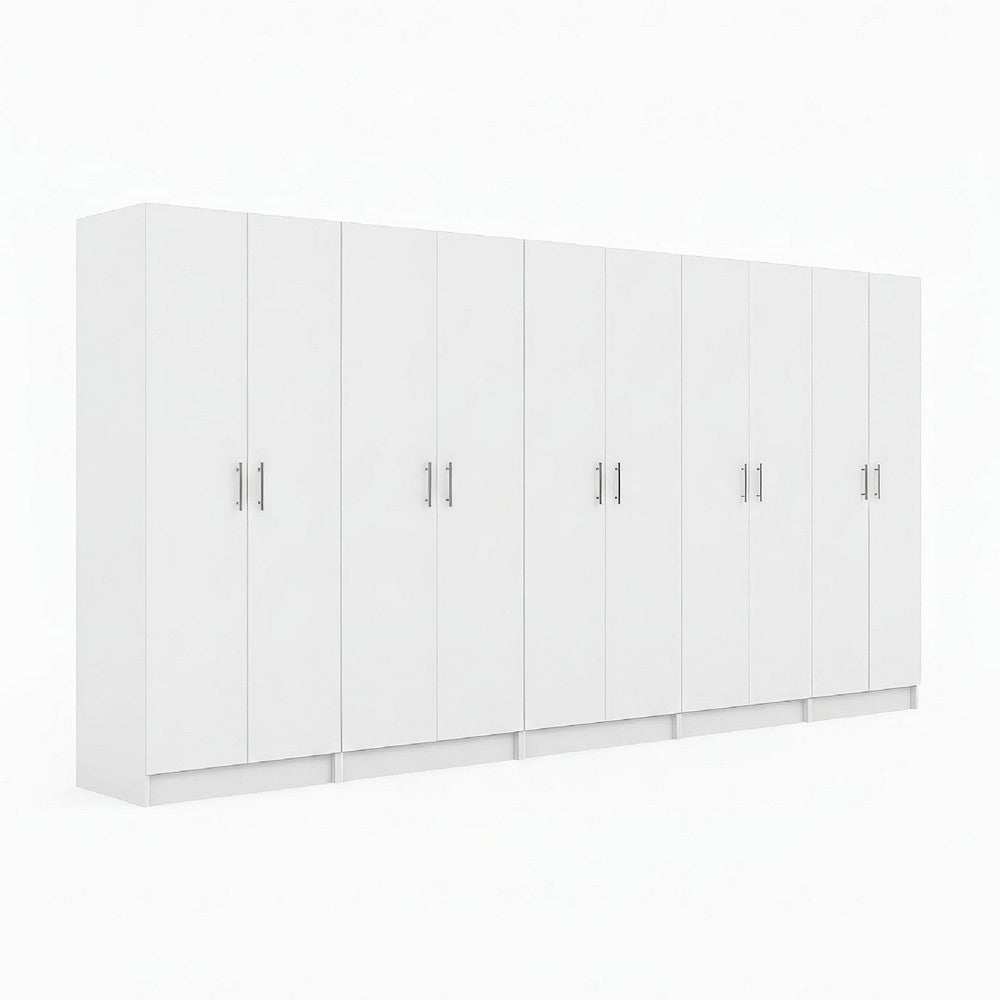 Mea 5pc Utility Storage Cabinet Set | 10 Doors | 15 Shelves | White