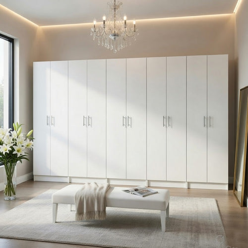 Mea 5pc Utility Storage Cabinet Set | 10 Doors | 15 Shelves | White