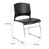 Anu Stack Chair Set of 2 | Sculpted Black Polypropylene | Chrome Sled Base