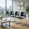 Anu Stack Chair Set of 4 | Sculpted Black Polypropylene | Chrome Sled Base