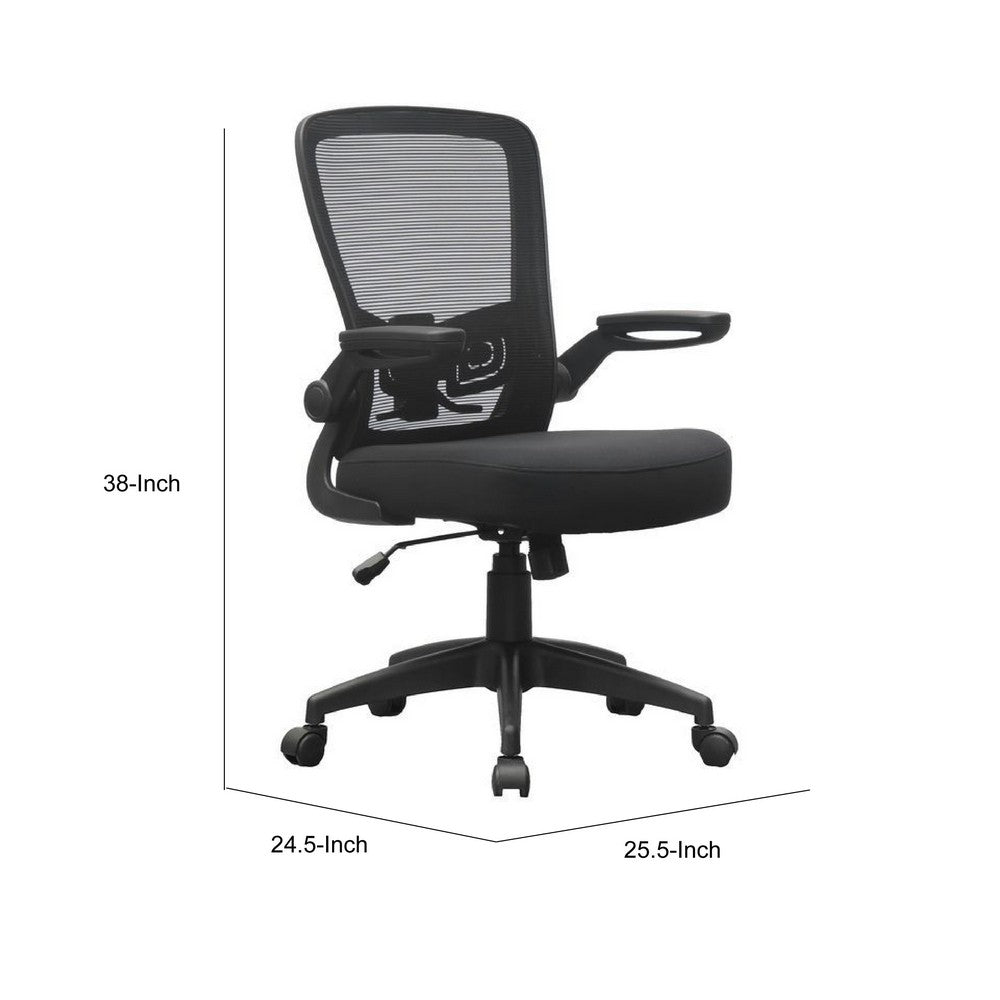 Swivel Task Chair | Mesh Back | Flip Arm | Height Adjustable | Black Fabric