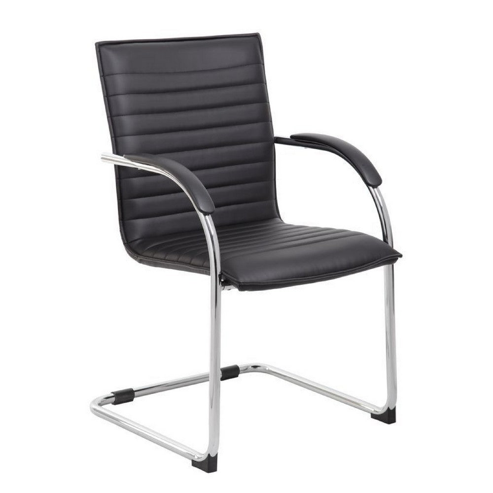 Neni Office Chair Set of 2 | Foam Fill Black Vinyl | Chrome Cantilever