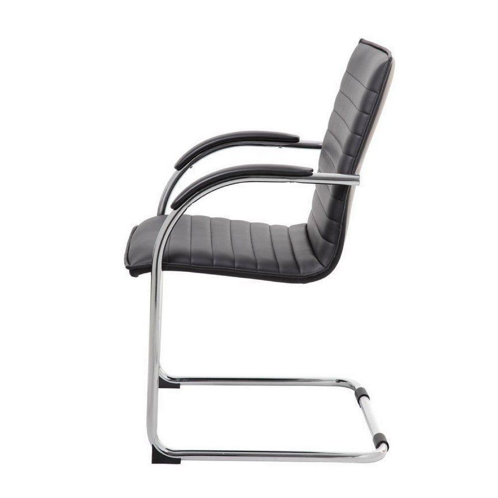 Neni Office Chair Set of 2 | Foam Fill Black Vinyl | Chrome Cantilever
