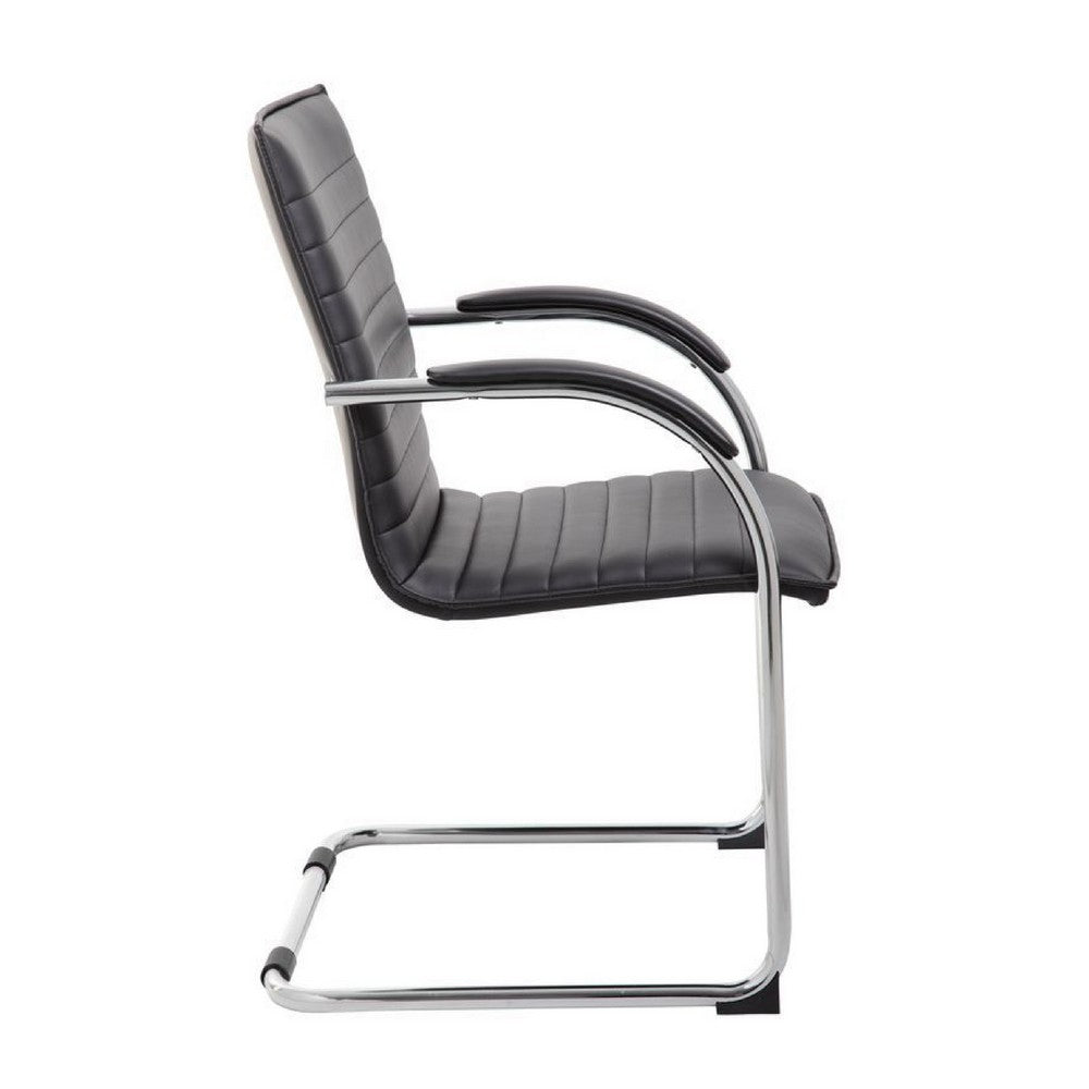 Neni Office Chair Set of 2 | Foam Fill Black Vinyl | Chrome Cantilever