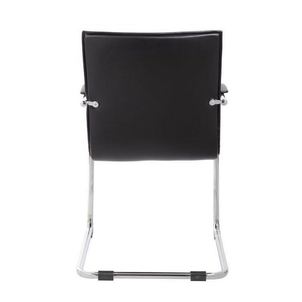 Neni Office Chair Set of 2 | Foam Fill Black Vinyl | Chrome Cantilever