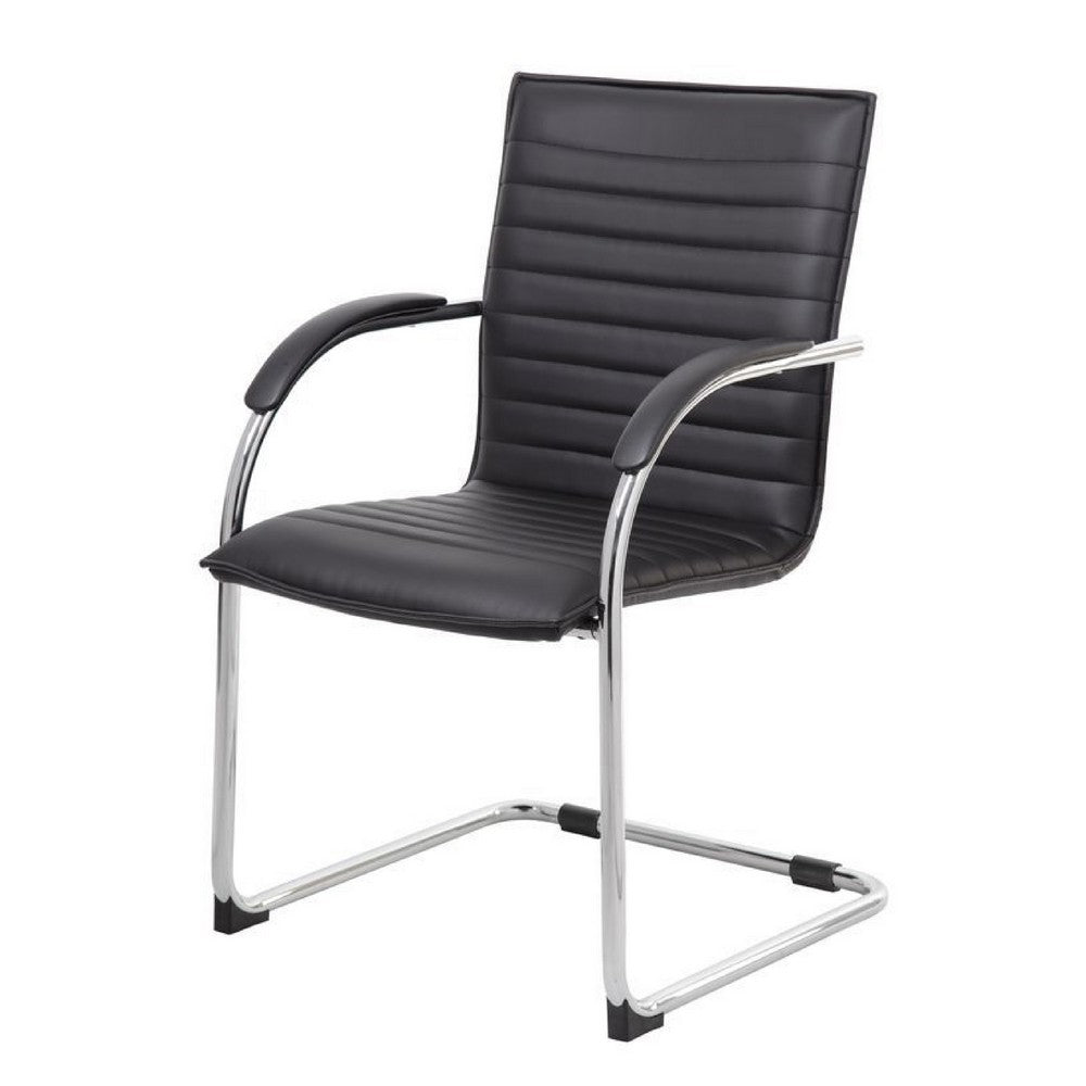 Neni Office Chair Set of 2 | Foam Fill Black Vinyl | Chrome Cantilever