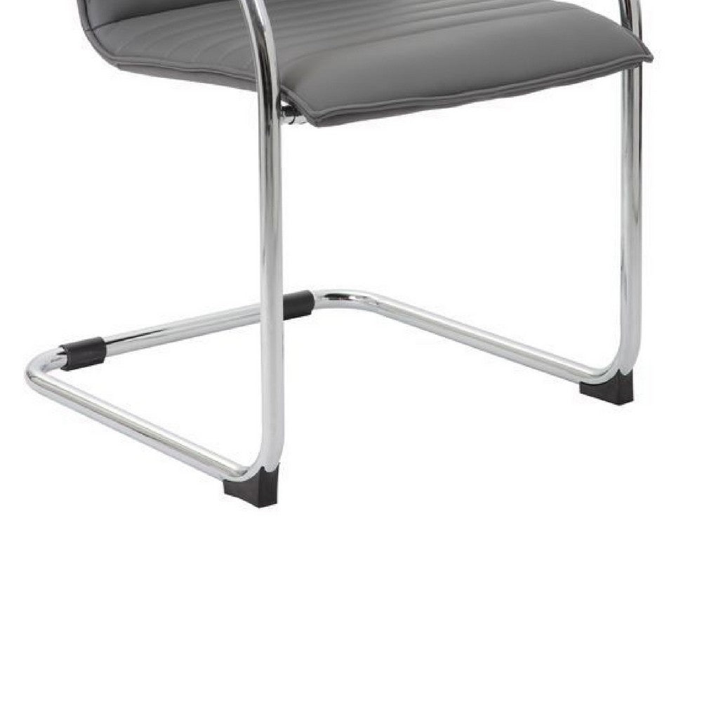 Neni Office Chair Set of 2 | Foam Fill Gray Vinyl | Chrome Cantilever