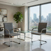 Neni Office Chair Set of 2 | Foam Fill Gray Vinyl | Chrome Cantilever