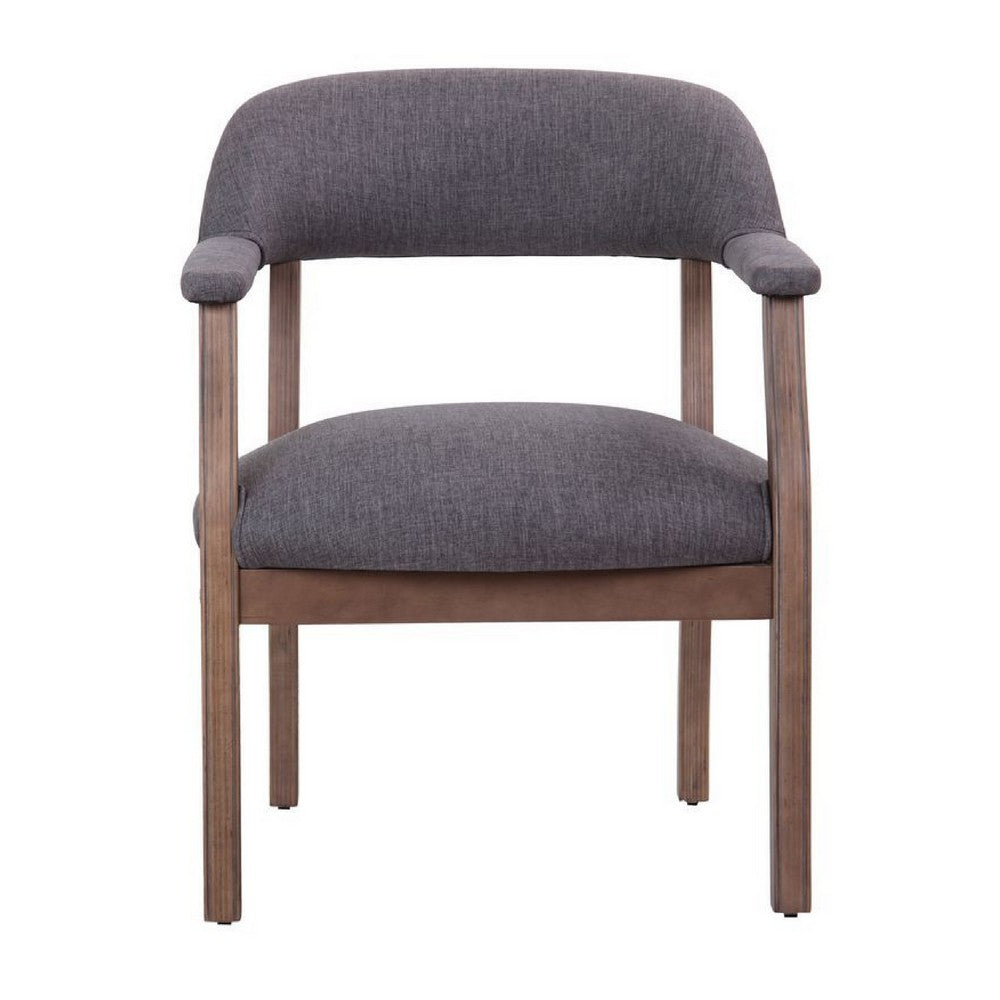 Captain's Guest Chair | Padded Arms | Driftwood Brown Frame | Gray Linen