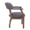 Captain's Guest Chair | Padded Arms | Driftwood Brown Frame | Gray Linen