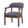 Captain's Guest Chair | Padded Arms | Driftwood Brown Frame | Gray Linen