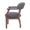 Captain's Guest Chair | Padded Arms | Driftwood Brown Frame | Gray Linen