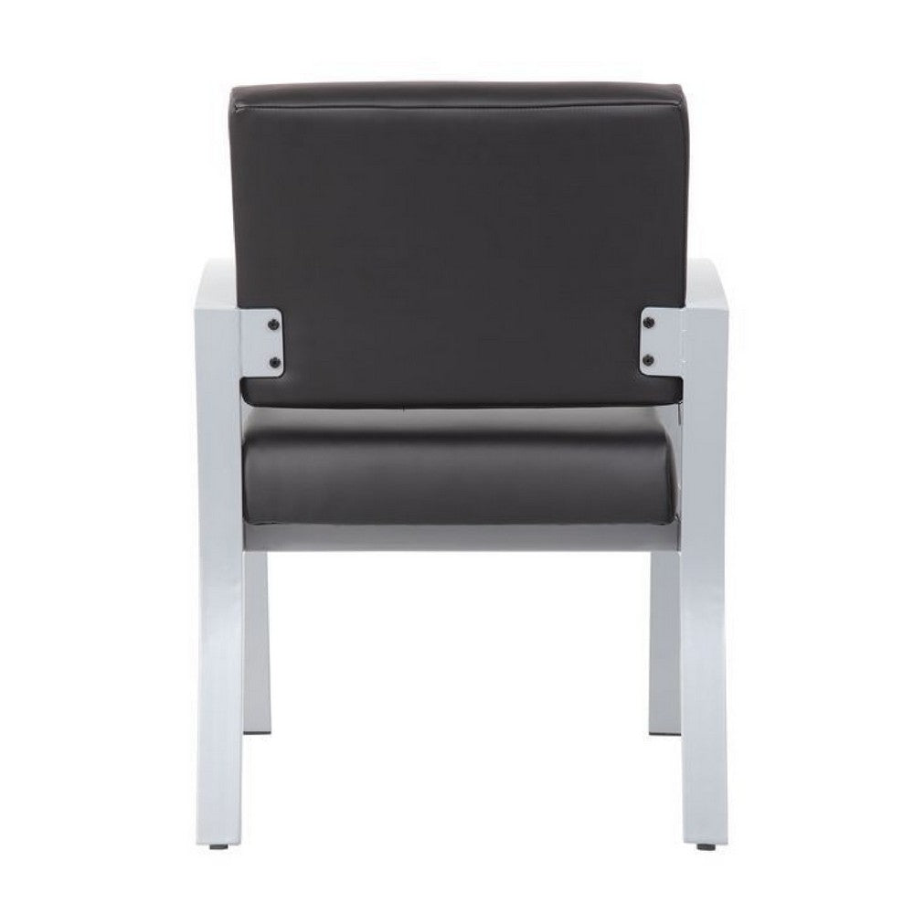 Reception Chair | Brushed Nickel Aluminum | Black Antimicrobial Vinyl