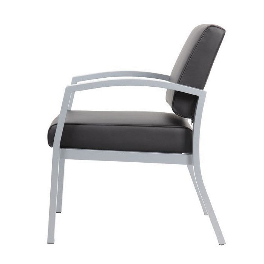 Reception Chair | Brushed Nickel Aluminum | Black Antimicrobial Vinyl
