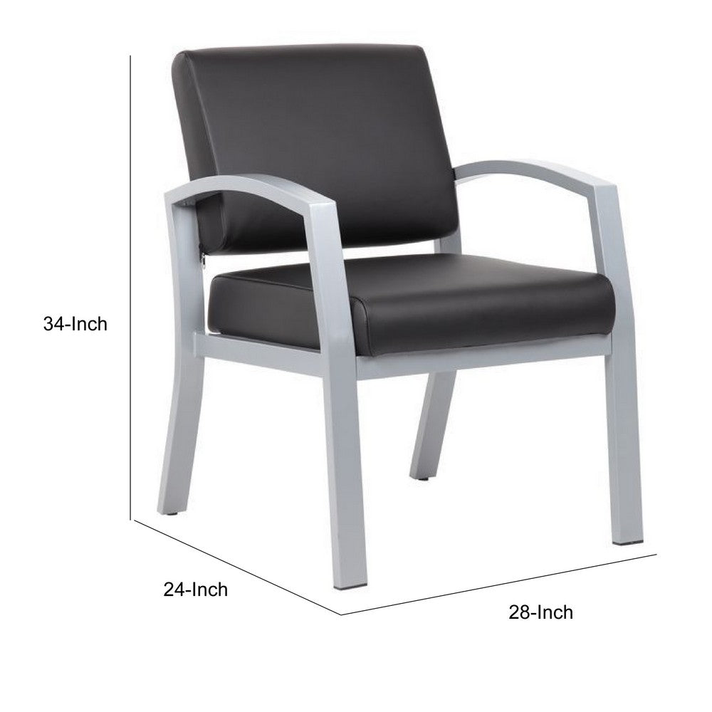 Reception Chair | Brushed Nickel Aluminum | Black Antimicrobial Vinyl