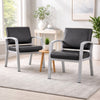 Reception Chair | Brushed Nickel Aluminum | Black Antimicrobial Vinyl