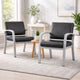 Reception Chair | Brushed Nickel Aluminum | Black Antimicrobial Vinyl