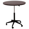 Mobile Table w Casters | Round Wood Top | Height Adjustable | Brown 27-38"